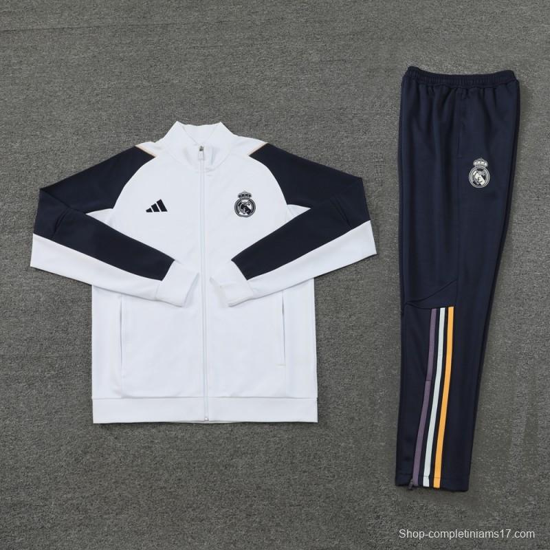 23/24 Real Madrid White/Navy Full Zipper +Pants
