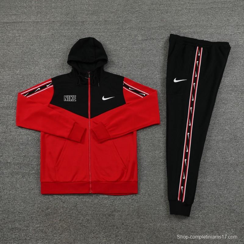 23/24 NIKE Black/Red Full Zipper Hooide Jacket+Pants