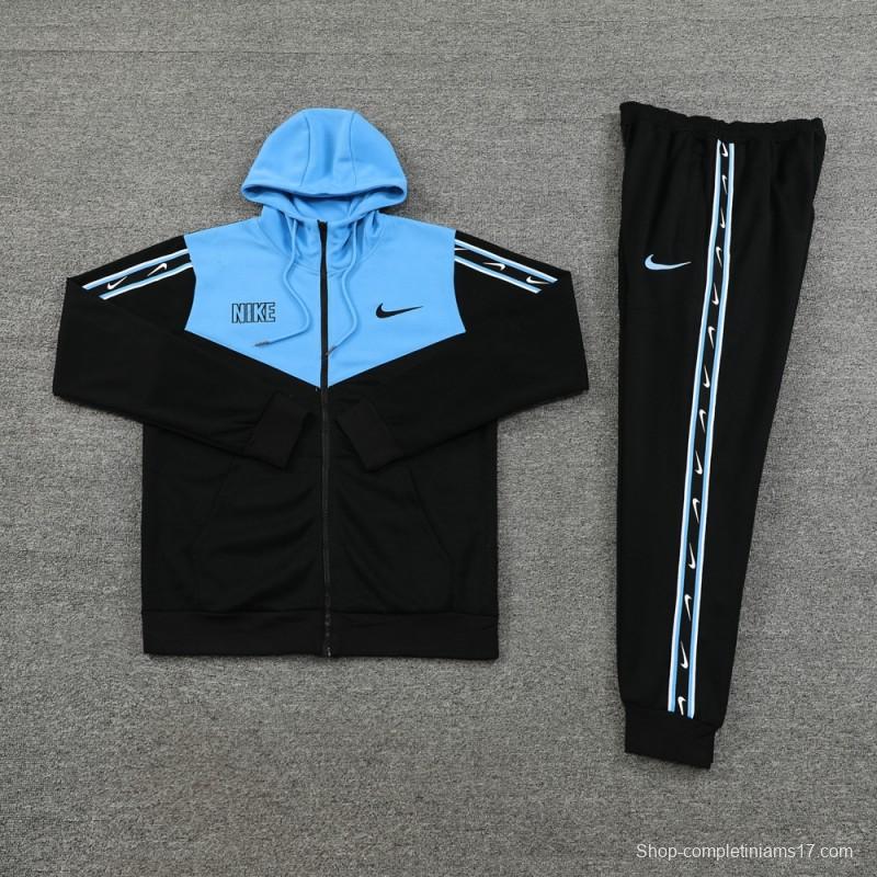 23/24 NIKE Black/Blue Full Zipper Hooide Jacket+Pants