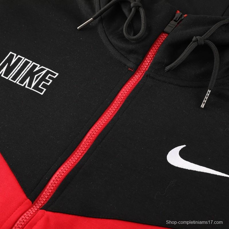 23/24 NIKE Black/Red Full Zipper Hooide Jacket+Pants