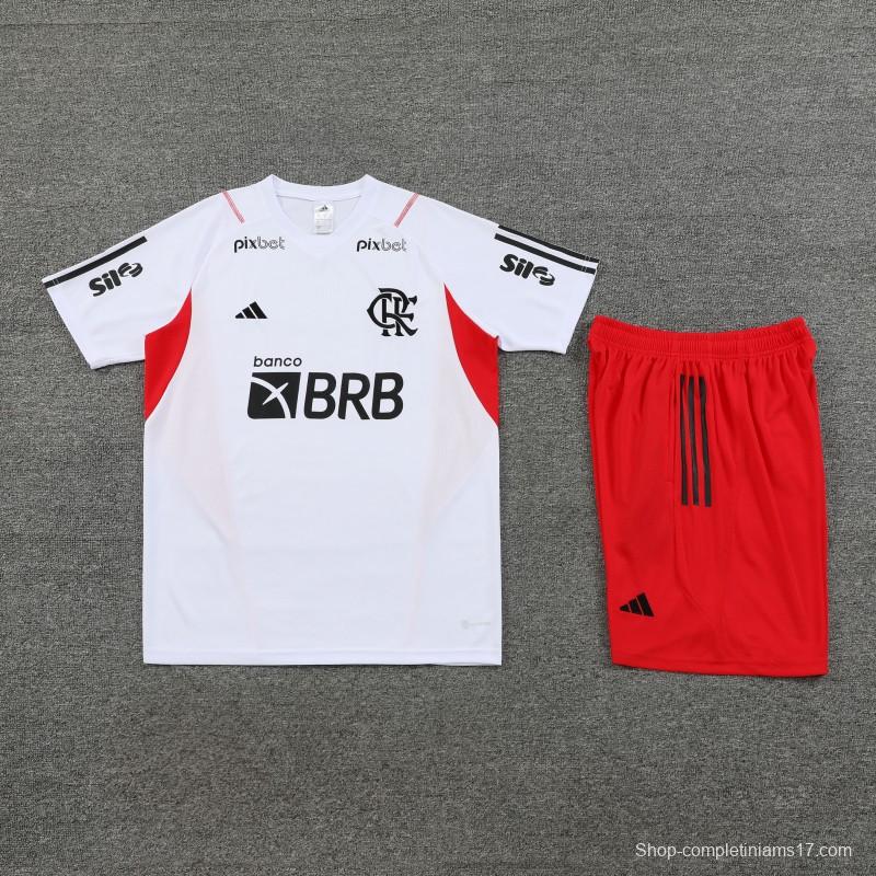 23/24 Flamengo White Short Sleeve Jersey+Shorts