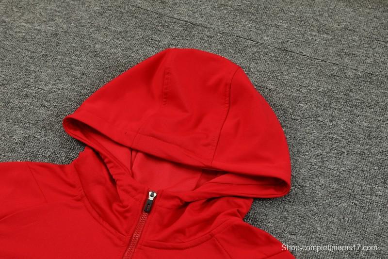 23/24 Arsenal Red Hoodie Half Zipper Jacket+ Pants