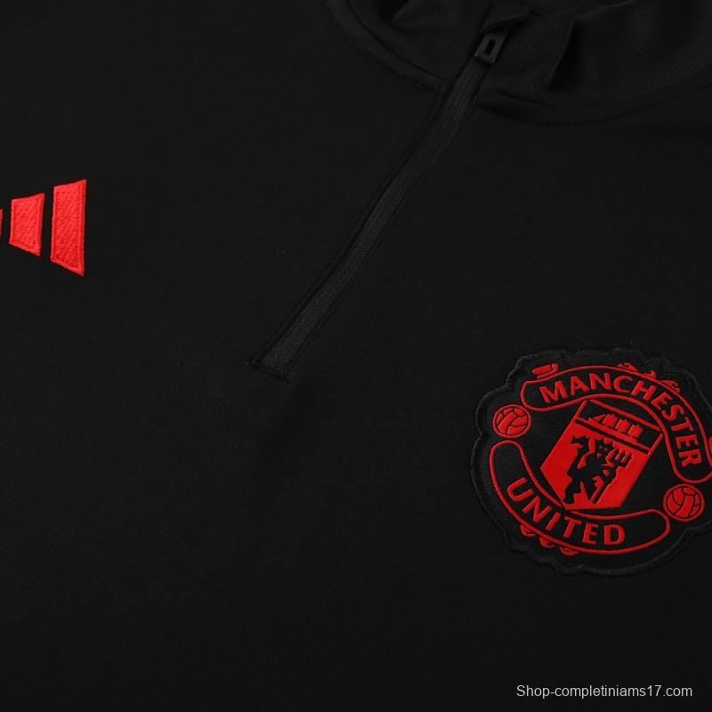 23/24 Manchester United Black Half Zipper Jacket+Pants