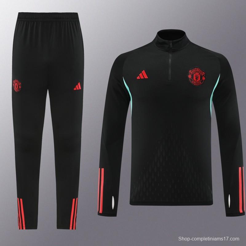 23/24 Manchester United Black Half Zipper Jacket+Pants