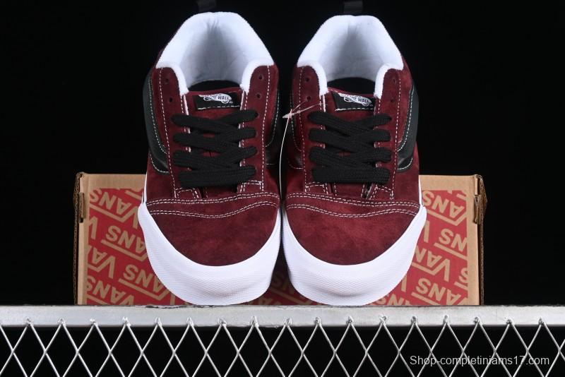 Vans Classics Knu Skool Chunky Tongue Retro Sneakers in Wine Red - VN0009QC02Y