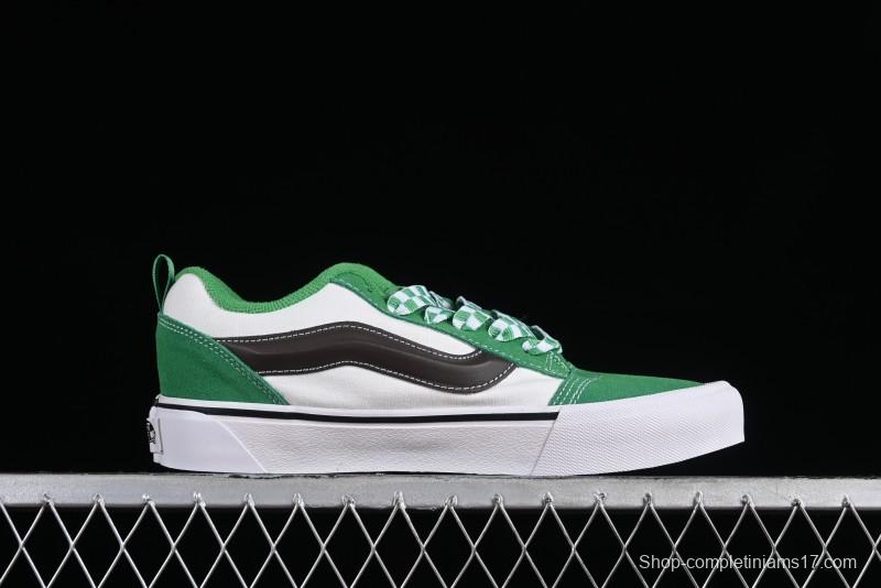 Vans Classics Knu Skool White Green Chunky Tongue Retro Sneakers - VN0009QCV0N