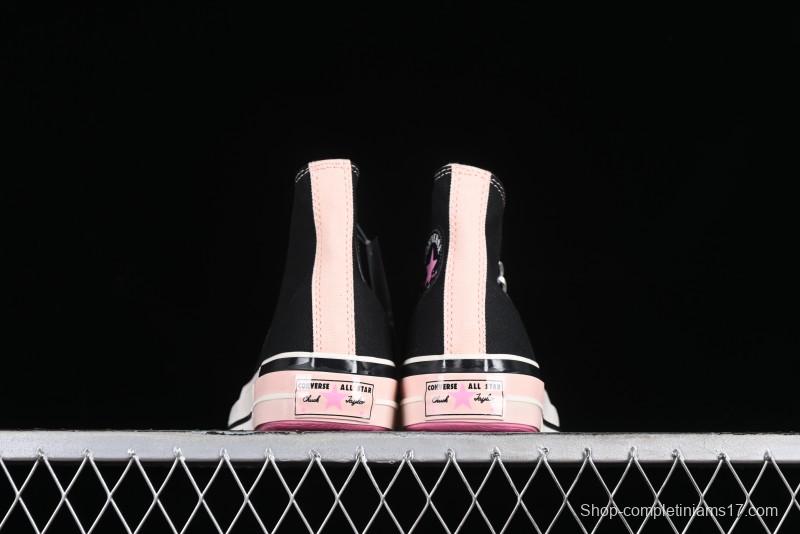 Converse Chuck 70s High Top Canvas Sneakers with Chain Accents in Black & Pink - A09539C