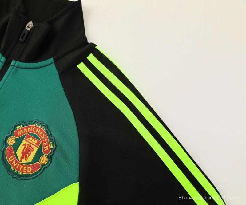 24/25 Manchester United Black/Green Full Zipper Jacket +Long Pants