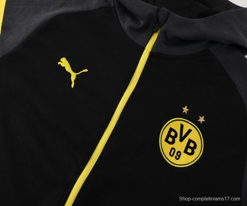 24/25 Borussia Dortmund Black Hoddie Full Zipper Jacket +Long Pants