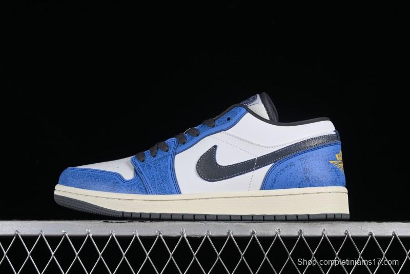 Nike Air Jordan 1 Low Flight Vintage Retro Sneakers in White and Blue - FV8439-104