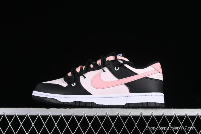 Nike Dunk Low Custom Deconstructed Strap Casual Sneakers in Black Pink - CW1590-100