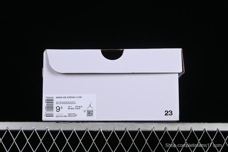 Nike Air Jordan 1 Low AJ1 Black Grey Red Hook Low-Top Culture Basketball Shoes - DC0774-062