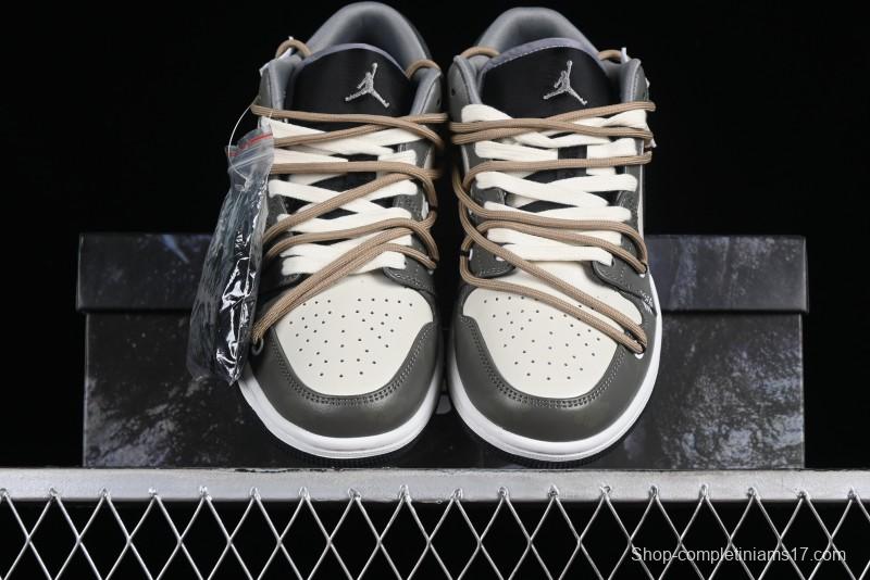 Nike Air Jordan 1 Low Customized Panda Mischief Jungle Adventure Casual Sneakers - 553558-040