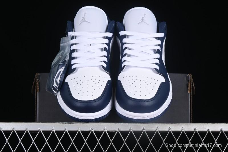 Nike Air Jordan 1 Low AJ1 White Blue Grey Low Top Lifestyle Basketball Shoes - 553558-141