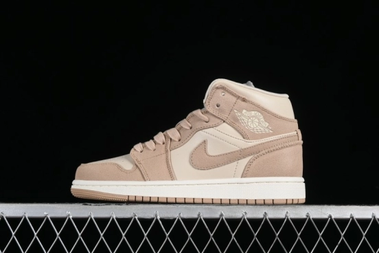 Nike Air Jordan 1 Mid AJ1 Khaki Mid-Top Basketball Shoes - FJ3448-200