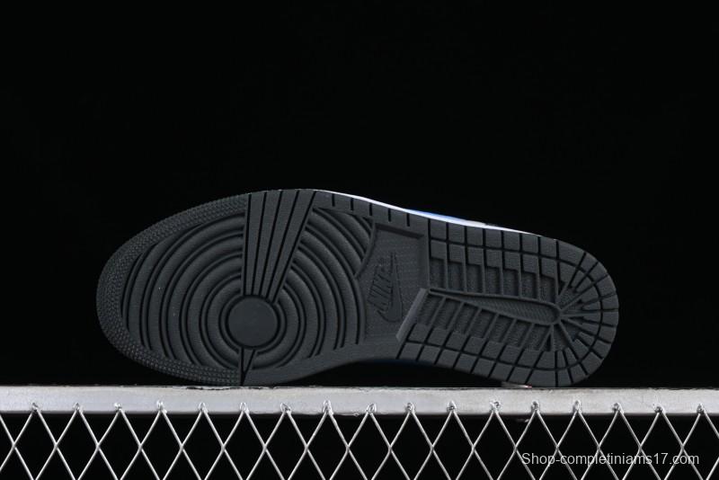 Nike Air Jordan 1 Low AJ1 Black Grey Blue Swoosh Low-Top Lifestyle Basketball Shoes - DC0774-040