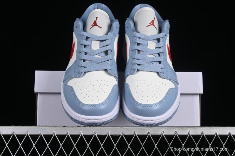 Nike Air Jordan 1 Low AJ1 White Blue Red Toe Casual Sneakers - DC0774-164