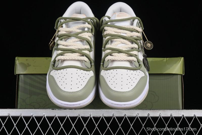 Nike Dunk Low SB Casual Sneakers with Deconstructed Laces and Dragon Well Tea-Inspired Design - DV0831-003