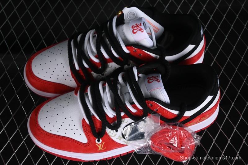 Nike SB Dunk Low Year of the Dragon Limited Edition - Black Swoosh Red Luck High-End Custom Low-Top Casual Sneakers - SJ2068-231