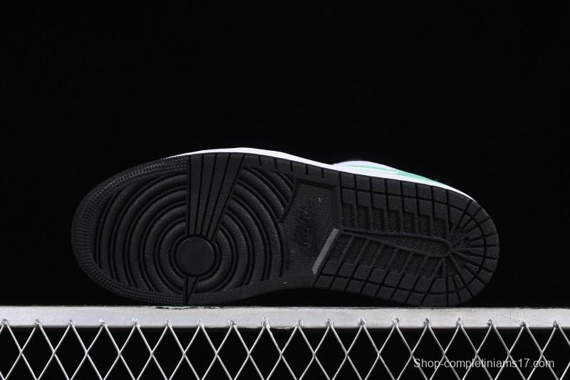 Nike Air Jordan 1 Low Retro Basketball Shoes in Mint Green and Black - 553558-131