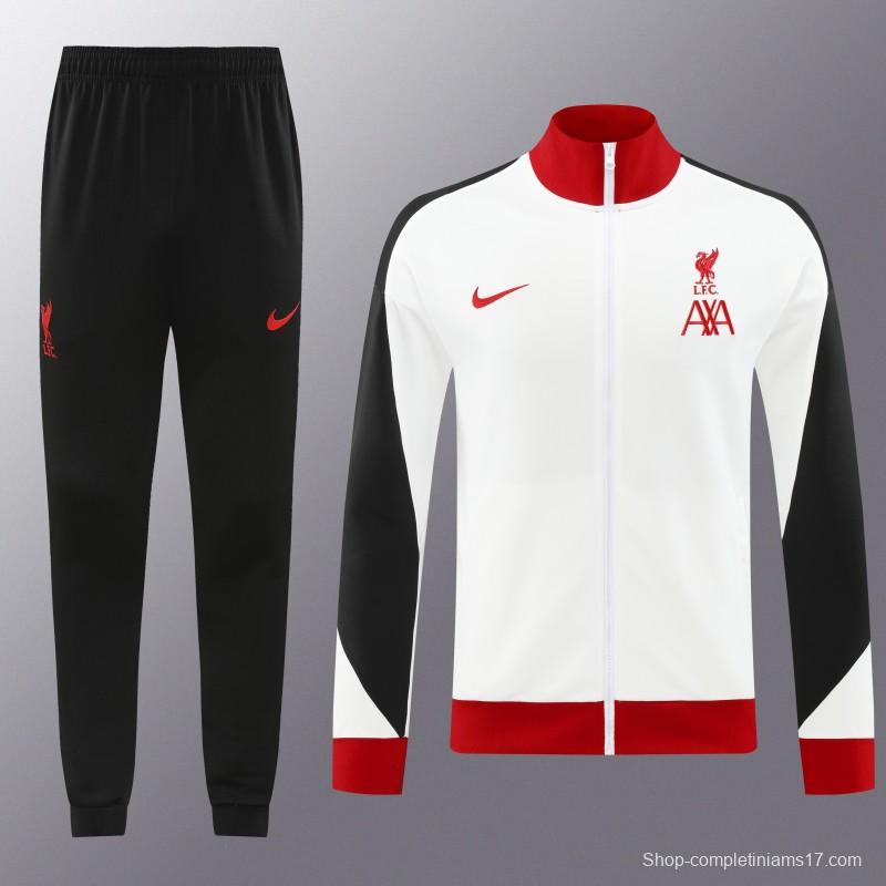 24/25 Liverpool White Full Zipper Jacket +Long Pants