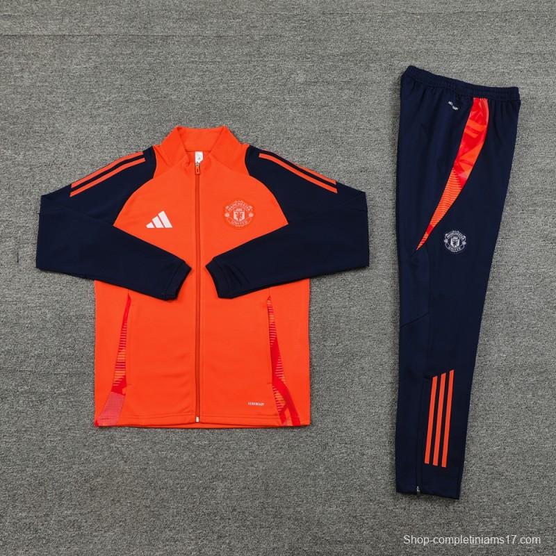 24/25 Manchester United Orange Full Zipper Jacket +Long Pants