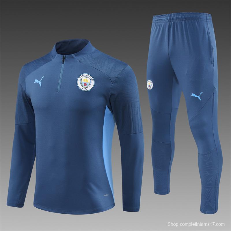 24/25 Manchester City Blue Half Zipper Jacket+Long Pants