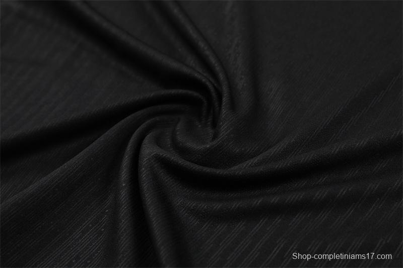 Player Version 2024 France Black Half Zipper Jacket+Long Pants