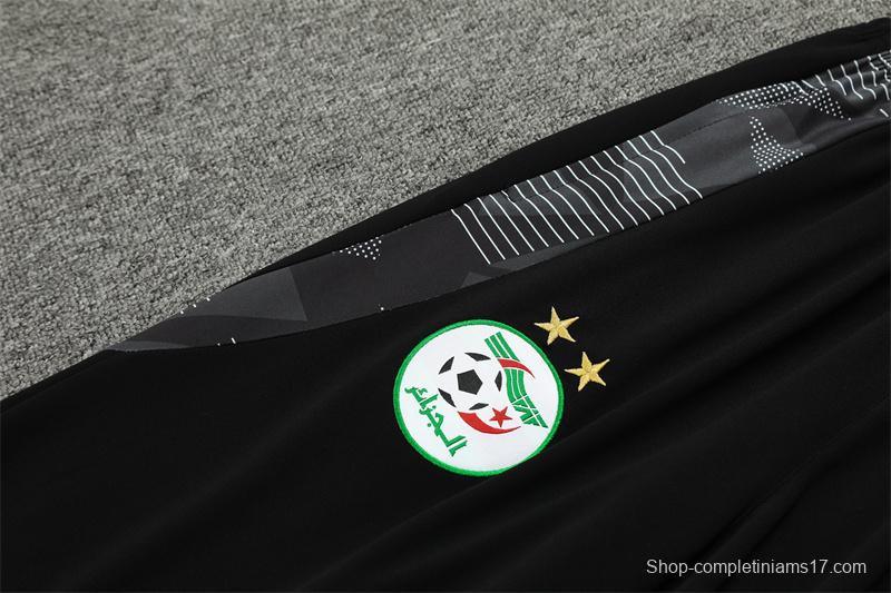 2024 Algeria Black Half Zipper Jacket+Long Pants