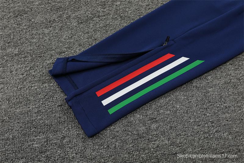 2024 Italy Navy Half Zipper Jacket+Long Pants