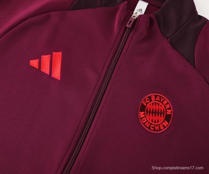 24/25 Bayern Munich Wine Full Zipper Jacket +Long Pants