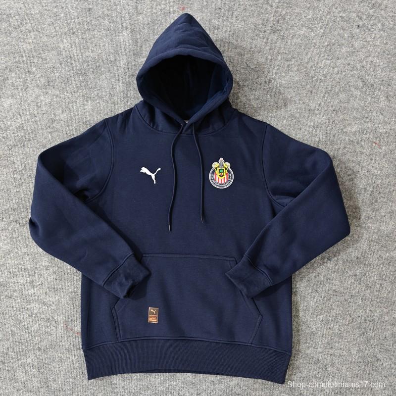 24/25 Chivas Guadalajara Navy/Red/Black/Beige/Grey Hoodie WIth Black Badge