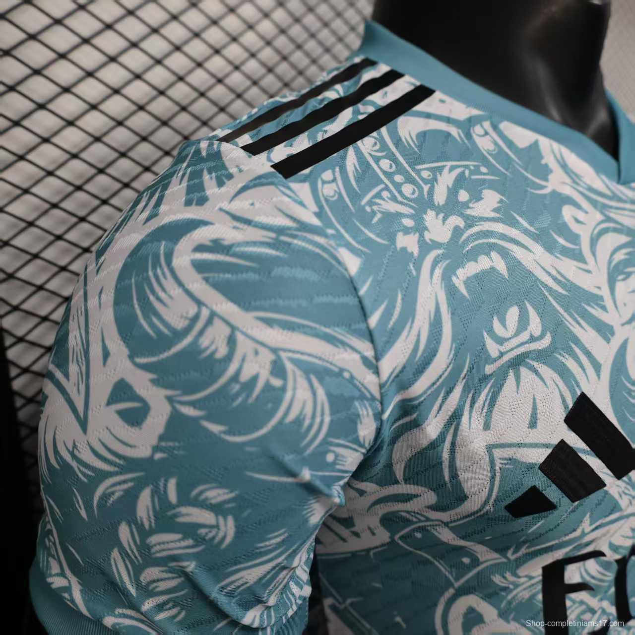 Player Version 25/26 Real Madrid Light Blue with Viking Warrior Pattern Jersey