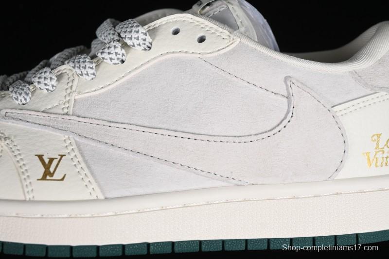 Nike Travis Scott x Fragment Design x Air Jordan 1 Low OG SP AJ1 LV Beige Grey Low-top Casual Sneakers - LJ5188-005