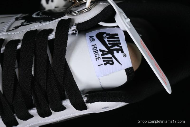 Nike Air Force 1 '07 Low Casual Sneakers with Black and White Graffiti Panda Design - DH7561-222