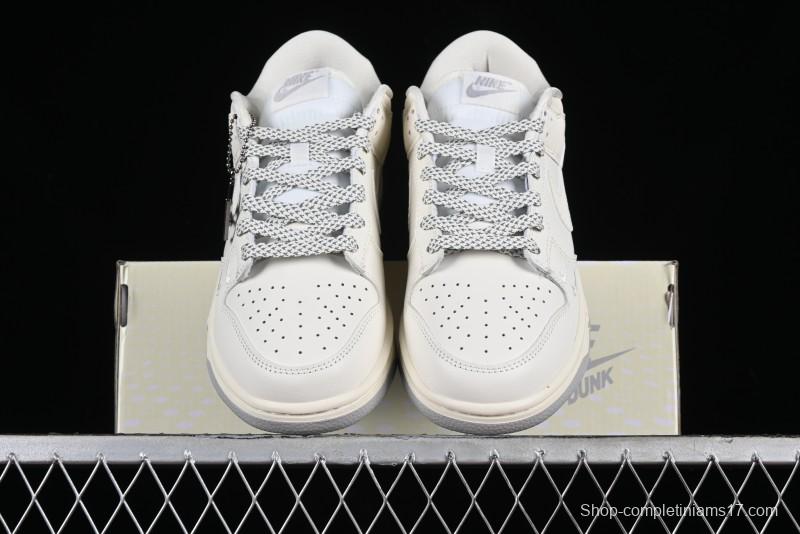 Nike SB Dunk Low LV Collaboration - Double Swoosh Beige Grey Anniversary High-End Custom Low-Top Casual Skate Shoes - FC2025-306