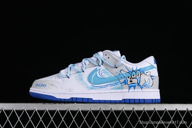 Nike Dunk Low Graffiti Deconstructed Style Casual Diary Gradient Splatter Letter SB Strap Low-Top Skate Shoes - DV0831-104