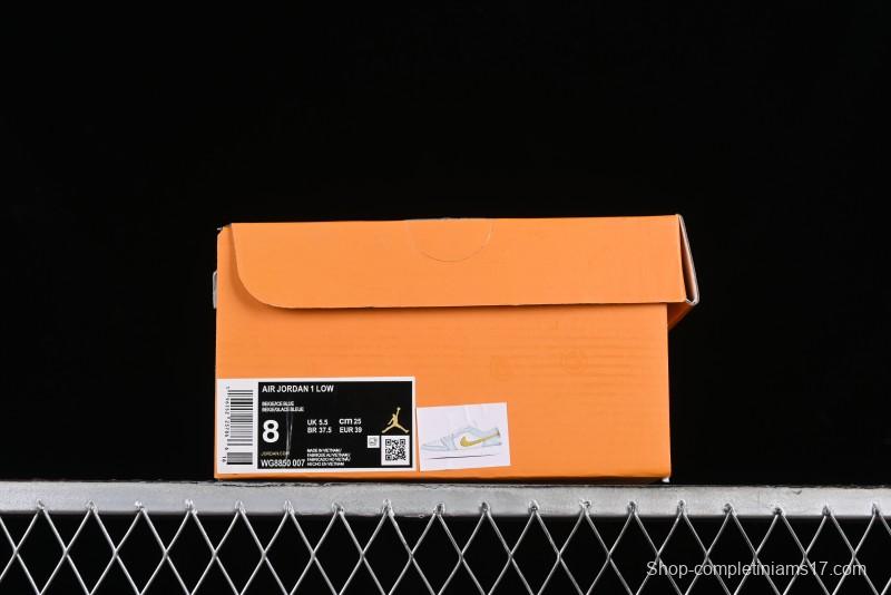 Nike Air Jordan 1 Low Stussy Collaboration - Blue Gold Custom High-End Basketball Shoes - WG8850-007