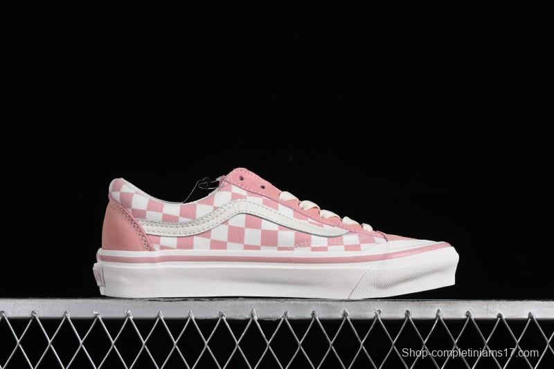 Vans Old Skool Reissue 136 Pink Checkerboard Low Top Retro Canvas Shoes - VN000MT6EBQ