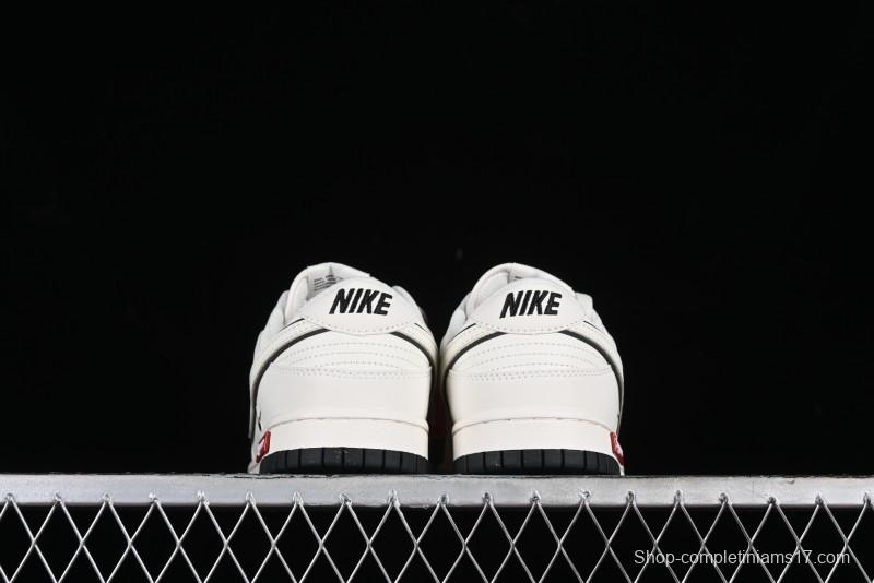 Nike SB Dunk Low Supreme Collaboration - Beige Black Mini Swoosh Anniversary High-End Custom Low-Top Casual Skate Shoes - DJ2024-006