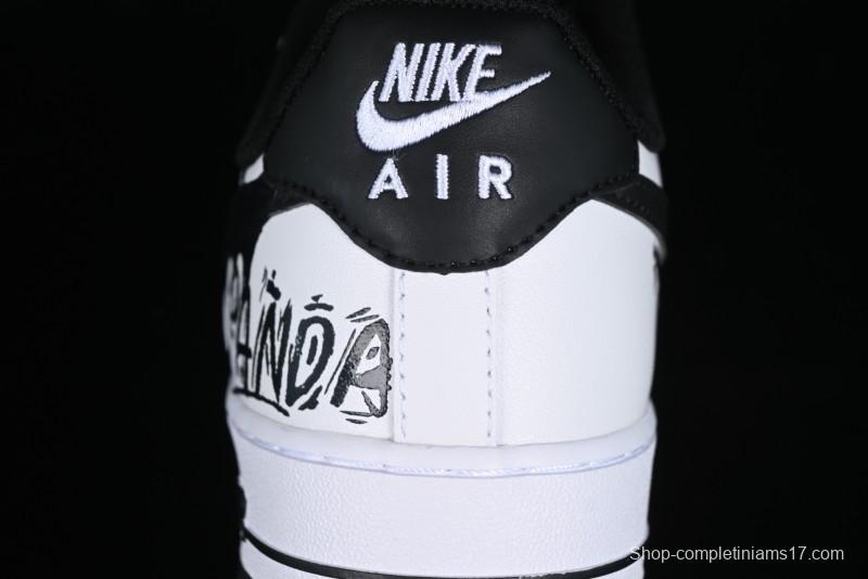 Nike Air Force 1 '07 Low Casual Sneakers with Black and White Graffiti Panda Design - DH7561-222