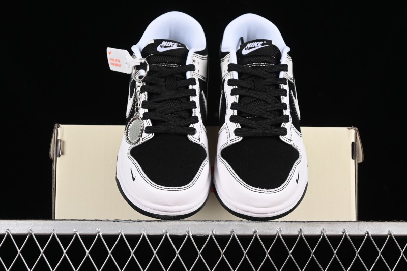 Nike SB Dunk Low Supreme Collaboration - Reverse Black White Swoosh Anniversary Custom Low-Top Casual Sneakers - FC1688-144