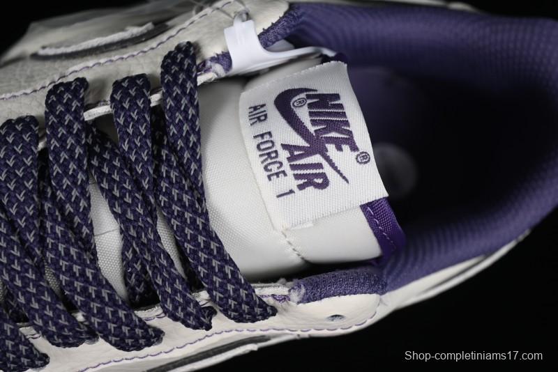 Stussy x Nike Air Force 1 '07 Low Retro Casual Sneakers with Reflective Military Purple - UN1635-222