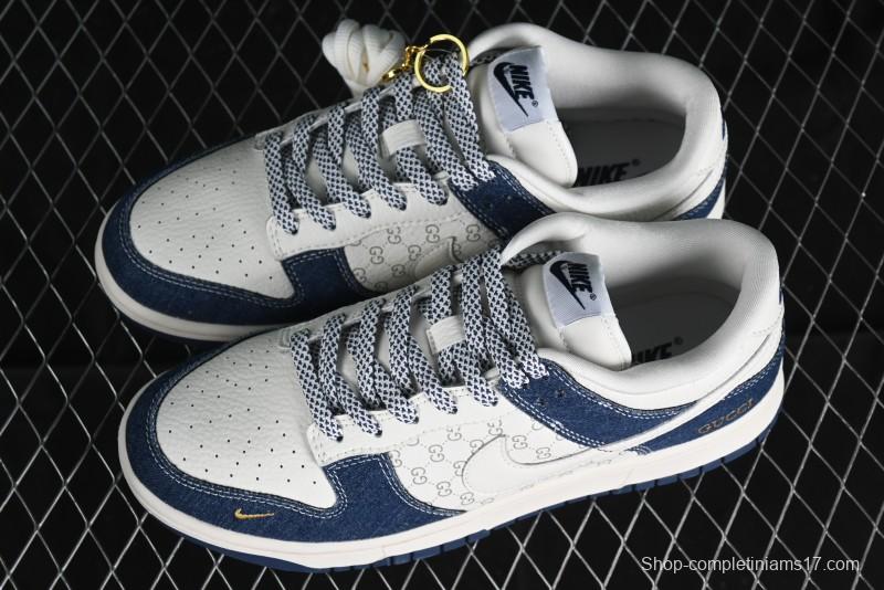 Nike SB Dunk Low Gucci Collaboration - Denim with Light Blue Swoosh Anniversary High-End Custom Low-Top Casual Sneakers - FC1688-141