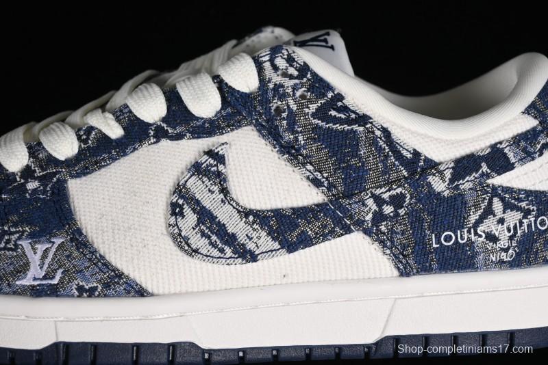 Nike SB Dunk Low LV Collaboration - Camo Mesh Anniversary High-End Custom Low-Top Casual Skate Shoes - JH8040-942