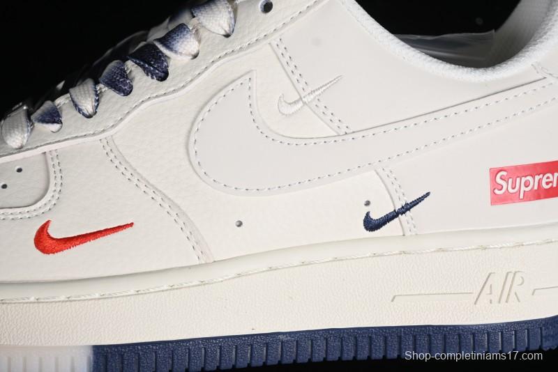 Nike Air Force 1 '07 Low Supreme Collaboration - White Blue Color Block Low-Top Casual Sneakers - XZ6188-001