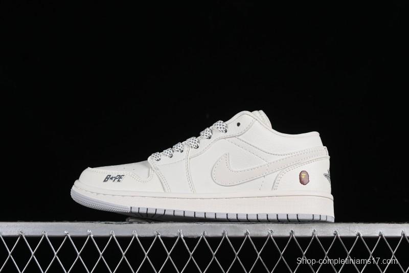 Nike Air Jordan 1 Low BAPE Collaboration - White Grey Basketball Shoes - WG8850-003