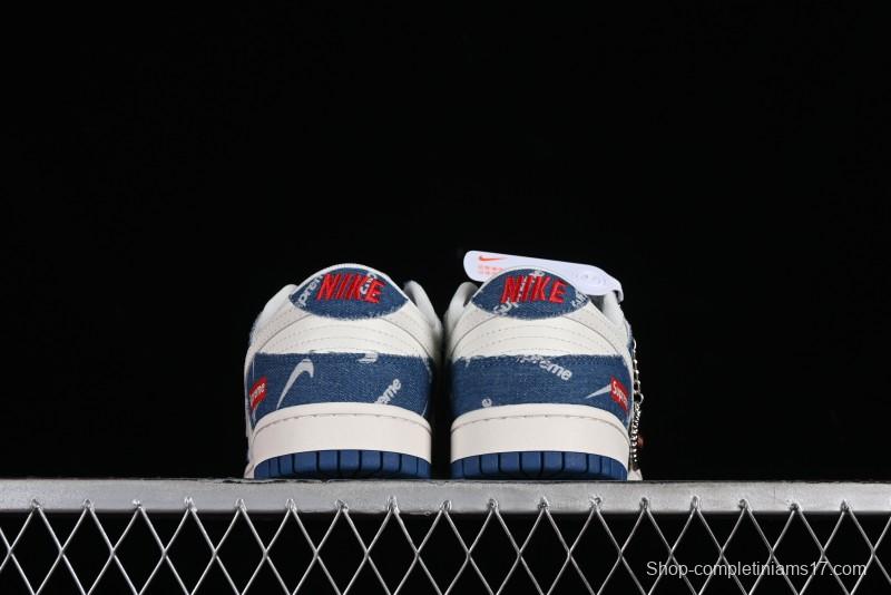 Nike Dunk Low Supreme - Denim Blue Jeans Anniversary High-End Customized Low-Top Casual Sneakers - FC1688-194