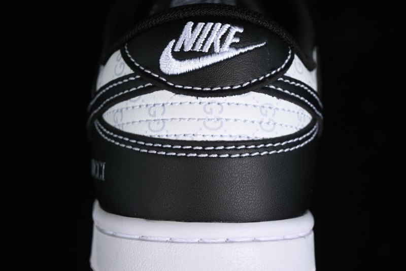 Nike SB Dunk Low Gucci Collaboration - Double G Embroidery Black Swoosh Anniversary Custom Low-Top Casual Skate Shoes - SF1588-136