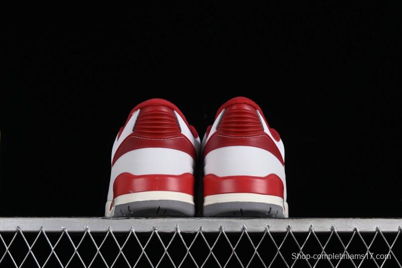 Nike Air Jordan 2/3 Retro Low Top Basketball Shoes in White and Red - FD0383-161